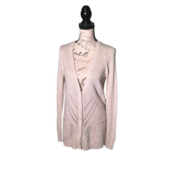 Anthropologie Sweaters - MOTH ANTHROPOLOGIE Womens Size Medium Oatmeal Long Cardigan Sweater Knit